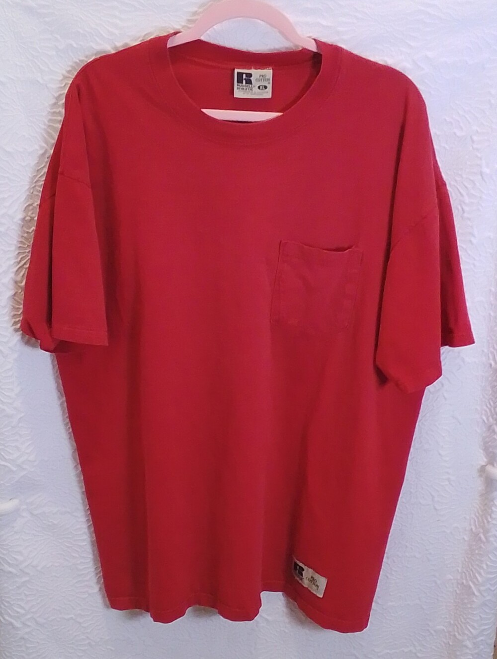 Vintage Russell Athletic Pro Cotton XL Red Heavyweight Pocket Tee 90s